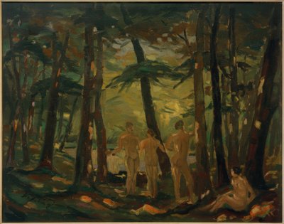 Waldlandschaft mit Badenden von Richard Kissling